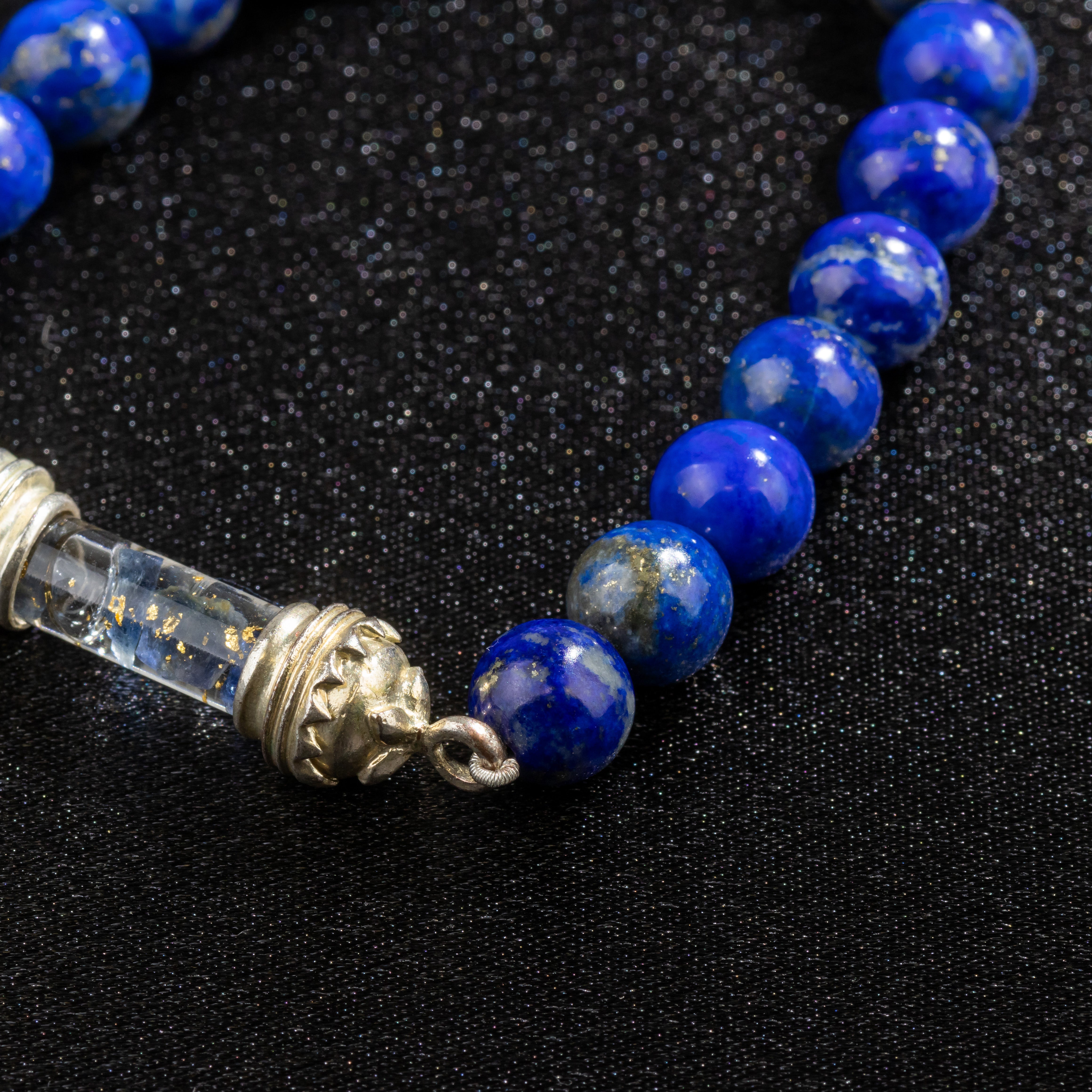 Bracelet en Lapis-Lazuli et Amulette Sacrée en Saphir