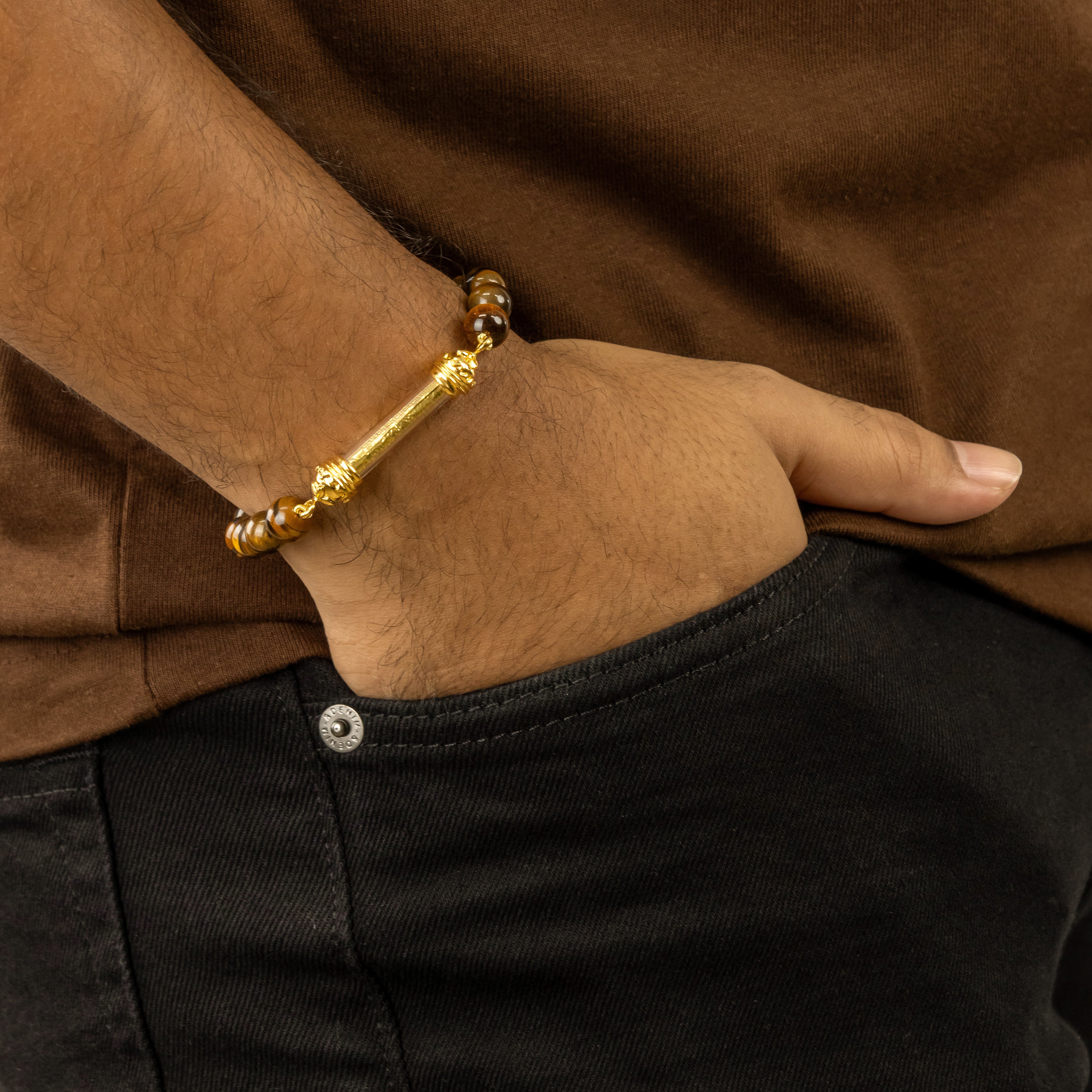 Tiger Eye Bracelet and Sacred Takrut Amulet - Protection and Luck 