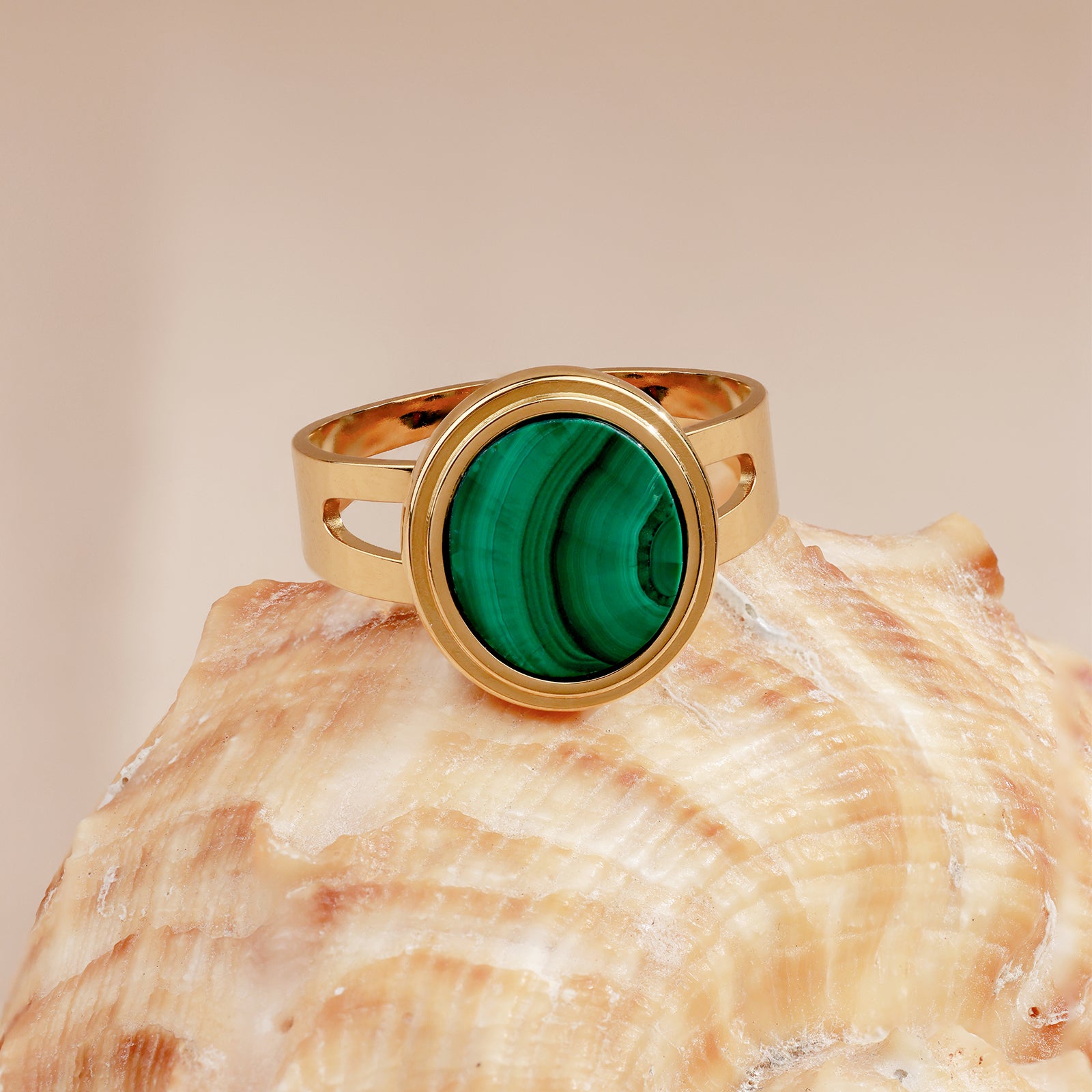 Bague Orphée – Malachite & Dorure 18K
