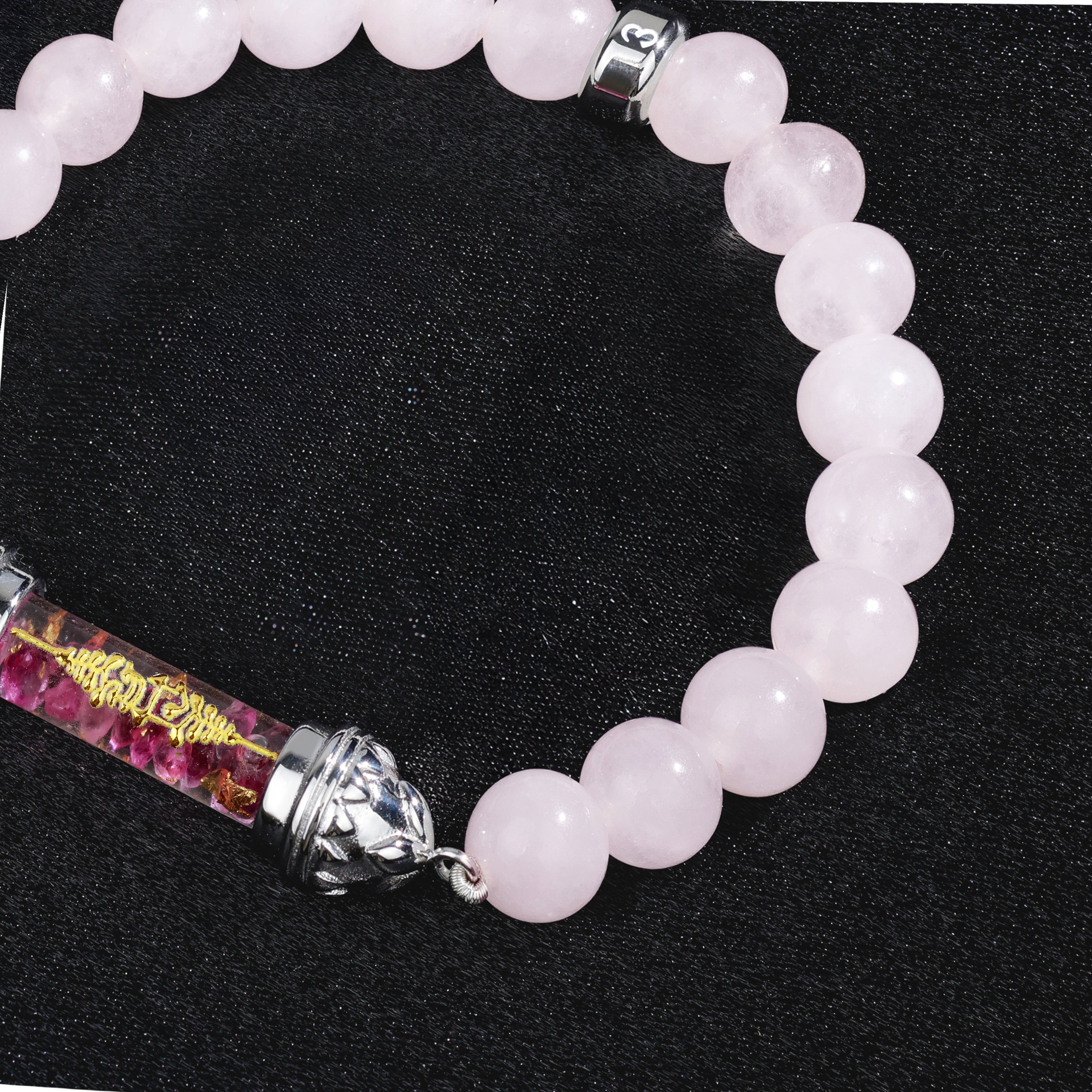 Bracelet en Quartz Rose et Amulette Sacrée en Rubis - Amour et Guérison émotionnelle