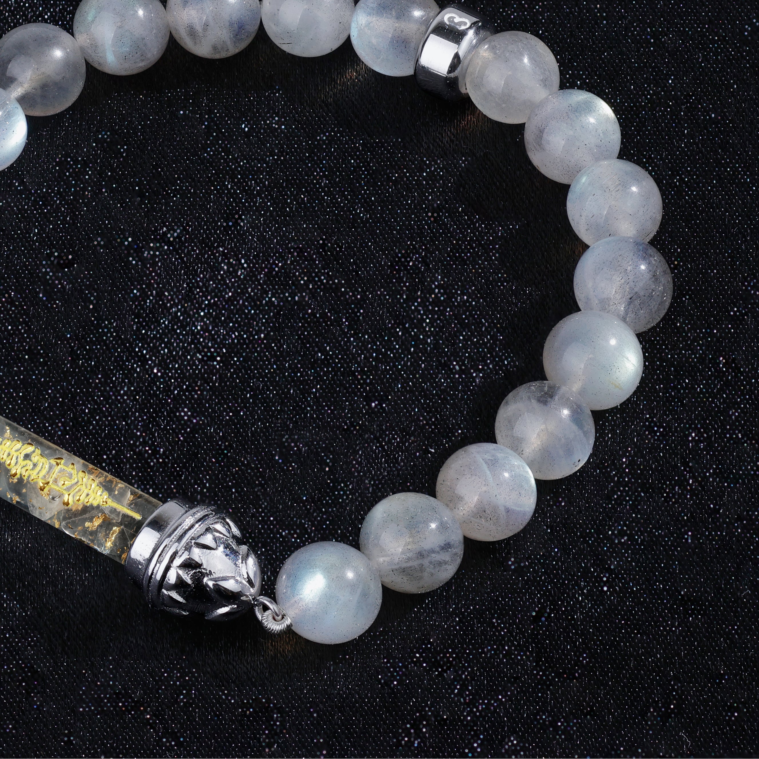 Bracelet en Labradorite et Quartz Clair avec Amulette Sacrée Argentée AAA – Clarté & Force Intérieure