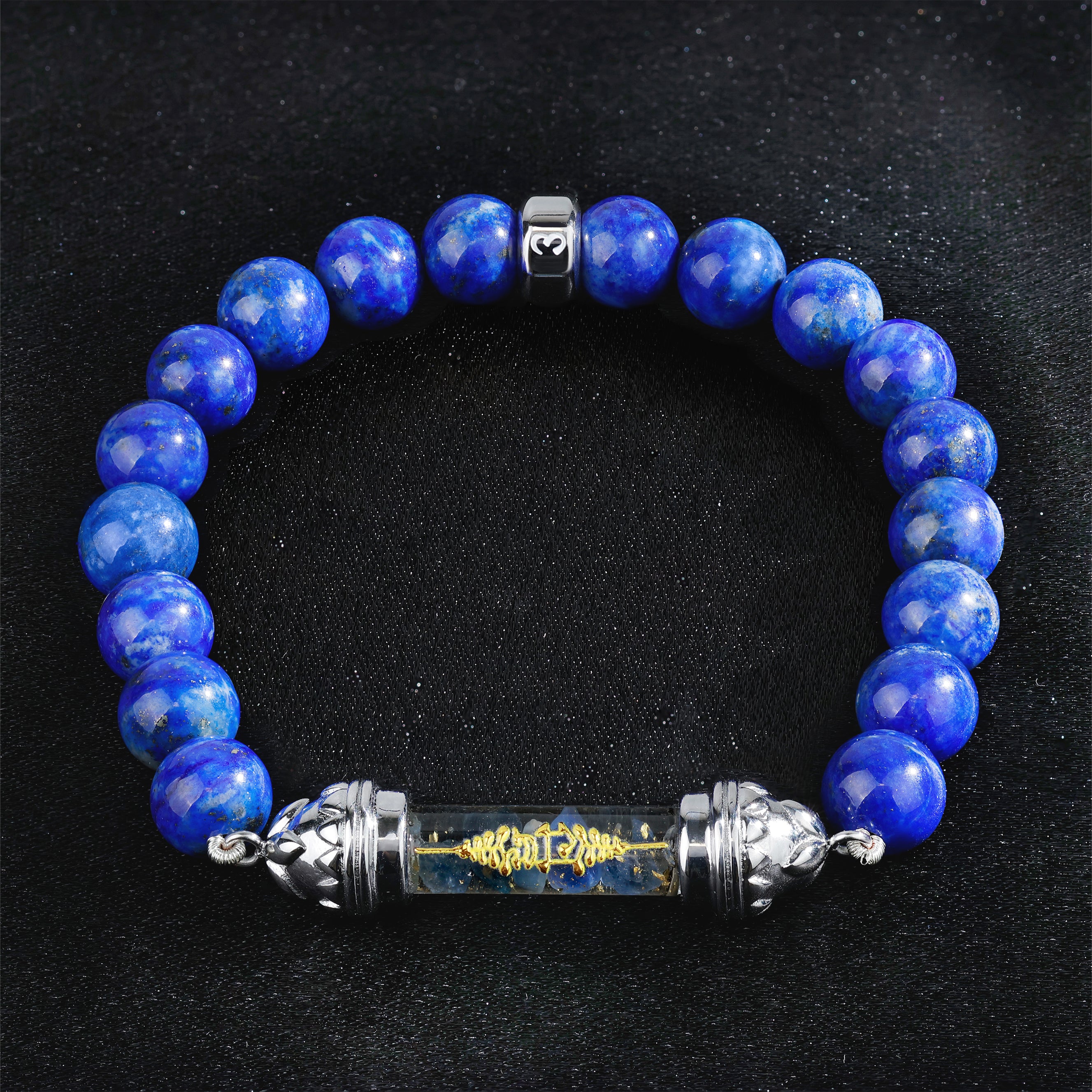 Lapis-Lazuli bracelet with sacred Sapphire amulet 