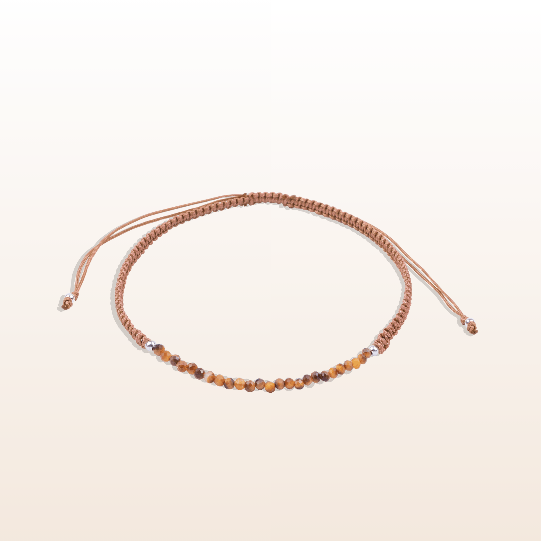 Bracelet tressé en Œil de tigre naturel (boules 2mm)