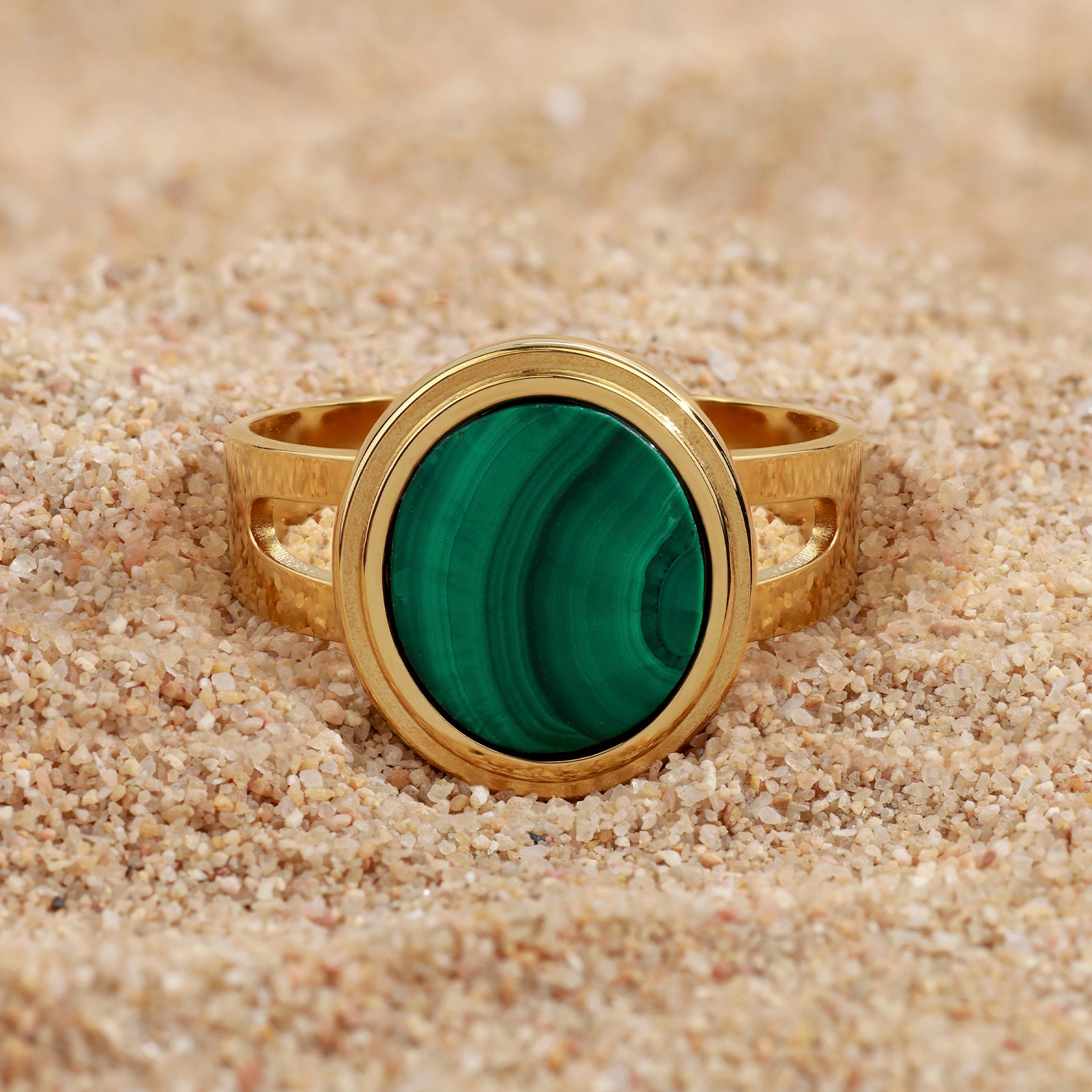 Bague Orphée – Malachite & Dorure 18K